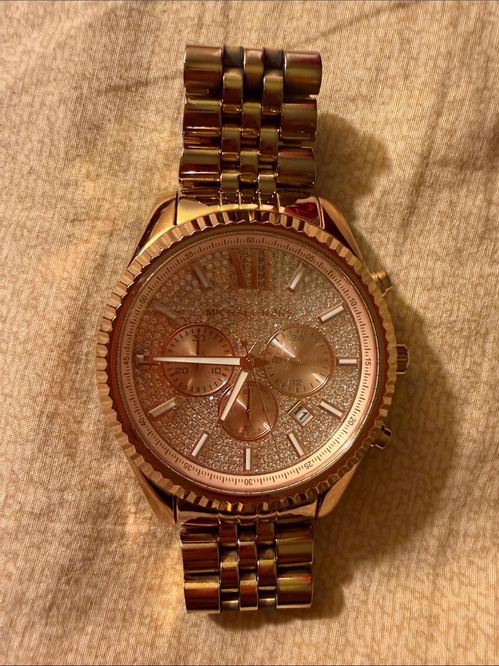 Michael Kors Rose Gold Lexington chronograph Pave Dial  Watch